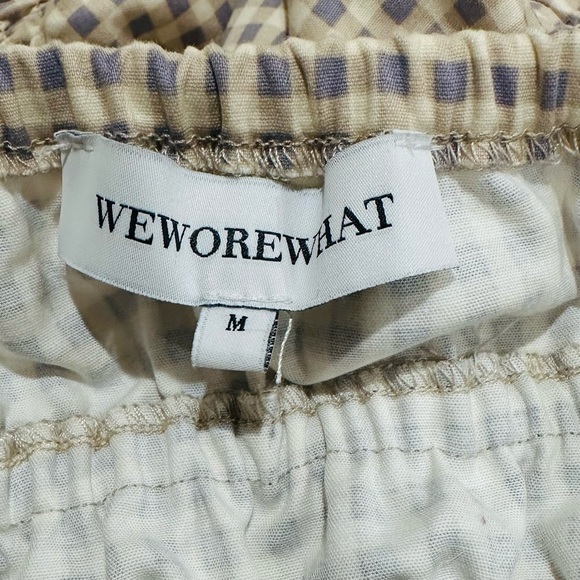 NWT WeWoreWhat Smocked Micro Gingham Peplum Ruffle Crop Top Size M - Picture 6 of 7